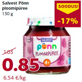 Allahindlus - Salvest Põnn ploomipüree 130 g