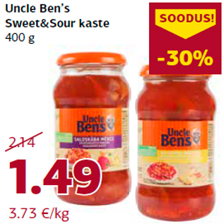 Allahindlus - Uncle Ben’s Sweet&Sour kaste 400 g