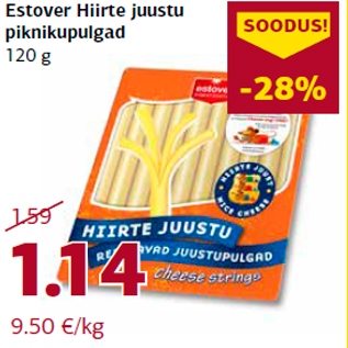 Allahindlus - Estover Hiirte juustu piknikupulgad 120 g