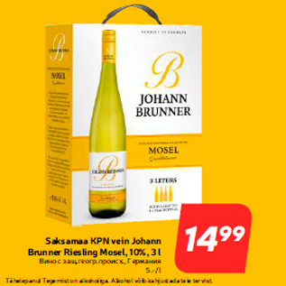 Allahindlus - Saksamaa KPN vein Johann Brunner Riesling Mosel