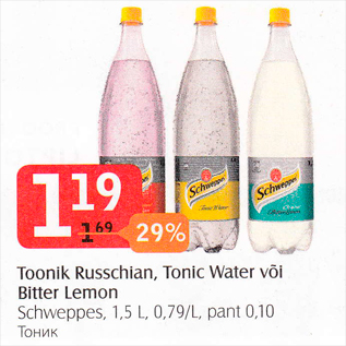 Allahindlus - Toonik Russchian, Tonic Water või Bitter Lemon