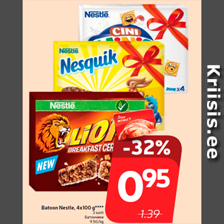 Allahindlus - Batoon Nestle, 4x100 g****