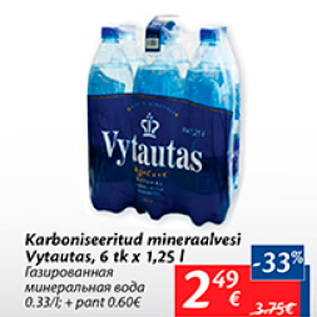 Allahindlus - Karboniseeritud mineraalvesi Vytautas, 6 tk x 1,25 l