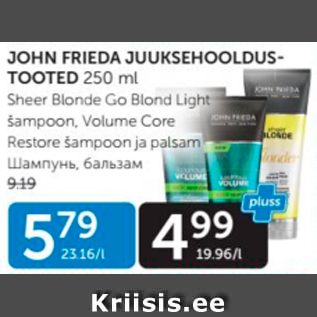 Allahindlus - JOHN FRIEDA JUUKSEHOOLDUSTOOTED 250 ML