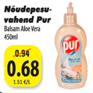 Allahindlus - Nõudepesuvahend Pur Balsam Aloe Vera 450 ml