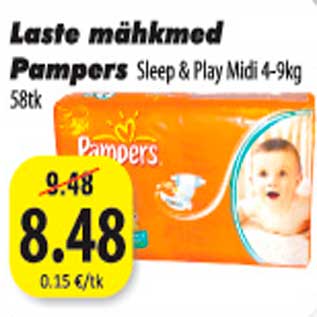 Allahindlus - Laste mähkmed Pampers Sleep & Play Midi 4-9kg 58tk