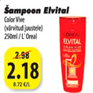 Allahindlus - Šampoon Elvital Color Vive (värvitud juustele) 250ml/L"Oreal