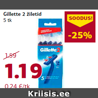 Allahindlus - Gillette 2 žiletid 5 tk