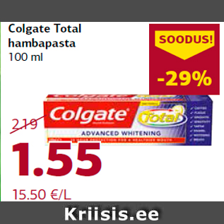 Allahindlus - Colgate Total hambapasta 100 ml