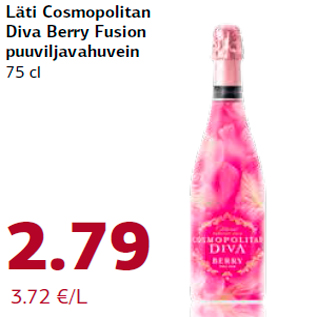 Allahindlus - Läti Cosmopolitan Diva Berry Fusion puuviljavahuvein 75 cl