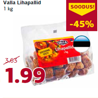 Allahindlus - Valla Lihapallid 1 kg