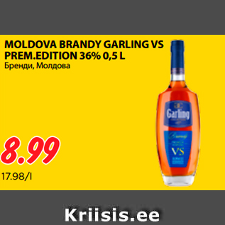 Allahindlus - MOLDOVA BRANDY GARLING VS PREM.EDITION 36% 0,5 L