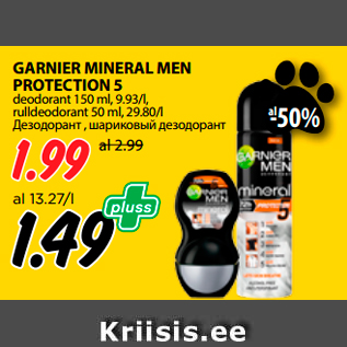 Allahindlus - GARNIER MINERAL MEN PROTECTION 5