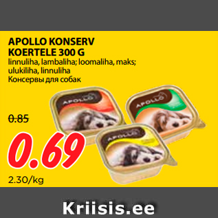 Allahindlus - APOLLO KONSERV KOERTELE 300 G