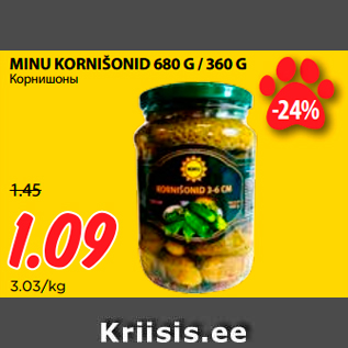 Allahindlus - MINU KORNIŠONID 680 G / 360 G