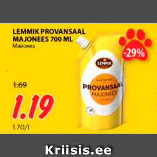 Allahindlus - LEMMIK PROVANSAAL MAJONEES 700 ML