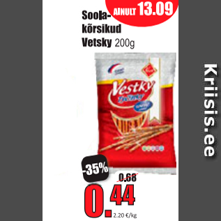 Allahindlus - Soolakõrsikud Vetsky 200g