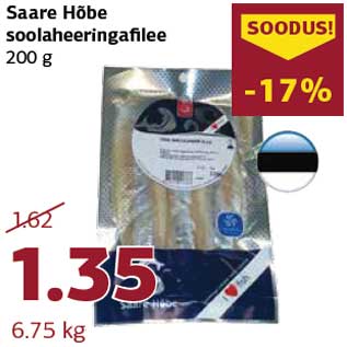 Allahindlus - Saare Hõbe soolaheeringafilee 200 g