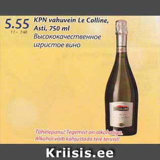 Allahindlus - KPN vahuvein Le Colline, Asti, 750 ml