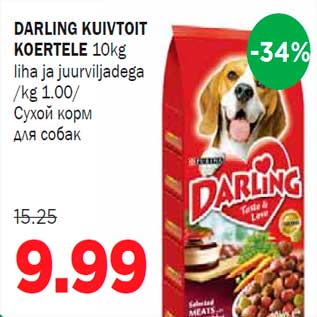 Allahindlus - DARLING KUIVTOIT KOERTELE 10kg liha ja juurviljadega