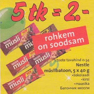 Allahindlus - Nestle müslibatoon, 5 x 40 g