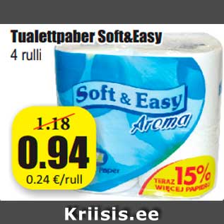 Allahindlus - Tualettpaber Soft&Easy 4 rulli