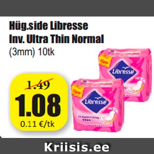 Allahindlus - Hüg.side Libresse Inv. Ultra Thin Normal