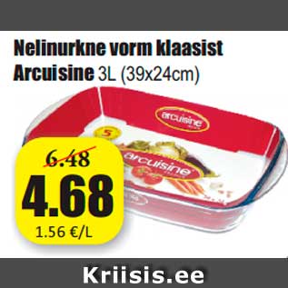 Allahindlus - Nelinurkne vorm klaasist Arcuisine