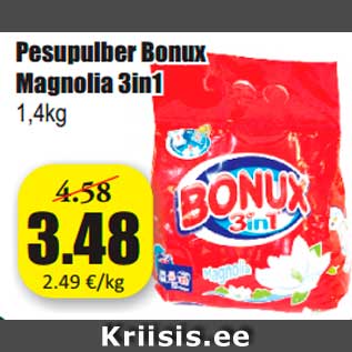 Allahindlus - Pesupulber Bonux Magnolia 3in1 1,4kg