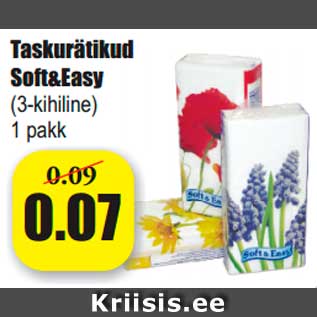 Allahindlus - Taskurätikud Soft&Easy