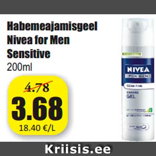 Allahindlus - Habemeajamisgeel Nivea for Men Sensitive