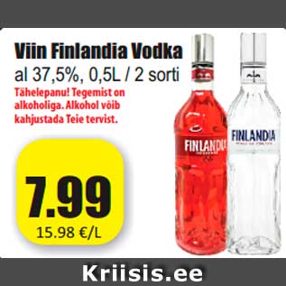 Allahindlus - Viin Finlandia Vodka