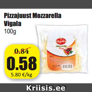 Allahindlus - Pizzajuust Mozzarella Vigala 100g