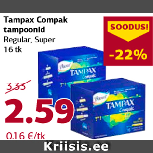 Allahindlus - Tampax Compak tampoonid