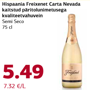 Allahindlus - Hispaania Freixenet Carta Nevada kaitstud päritolunimetusega kvaliteetvahuvein