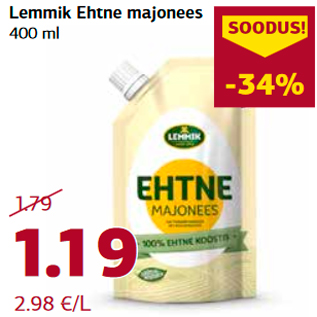 Allahindlus - Lemmik Ehtne majonees 400 ml