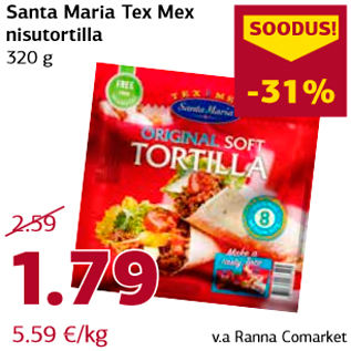 Allahindlus - Santa Maria Tex Mex nisutortilla 320 g