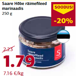 Allahindlus - Saare Hõbe räimefileed marinaadis 250 g