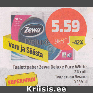 Allahindlus - Tualettpaber Zewa Deluxe Pure White