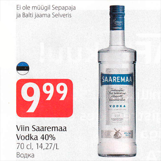 Allahindlus - Viin Saaremaa Vodka, 40%, 70 cl