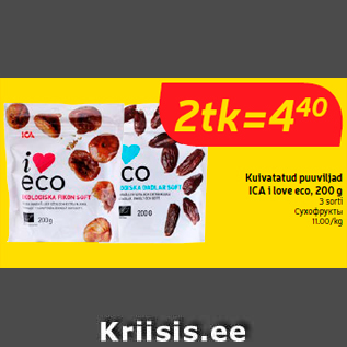 Allahindlus - Kuivatatud puuviljad ICA i love eco, 200 g