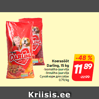 Allahindlus - Koerasööt Darling, 15 kg