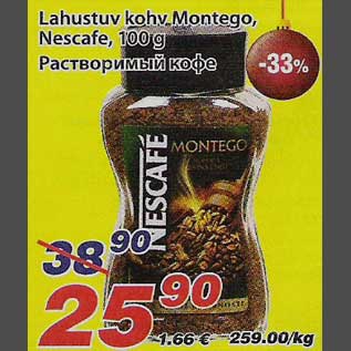 Allahindlus - Lahustuv kohv Montego, Nescafe