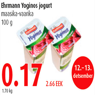 Allahindlus - Ehrmann Yoginos jogurt maasika-vaarika