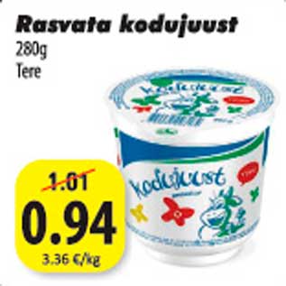 Allahindlus - Rasvata kodujuust Tere 280 g