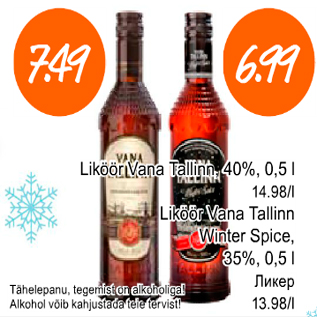 Allahindlus - Liköör Vana Tallinn, Winter Spice