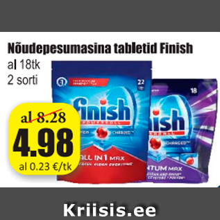 Allahindlus - Nõudepesumasina tabletid Finish