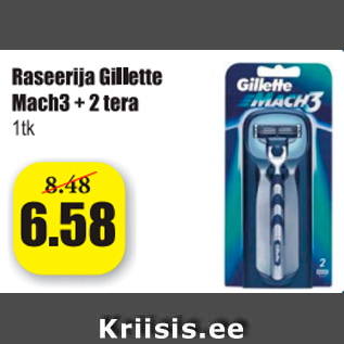 Allahindlus - Raseerija Gillette Mach3 + 2 tera, 1 tk