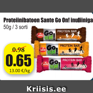 Allahindlus - Proteiinibatoon Sante Go On! inuliiniga