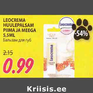 Allahindlus - LEOCREMA HUULEPALSAM PIIMA JA MEEGA 5,5ML